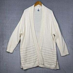 Old Navy Cardigan Womens Size 3X Cream Chunky Fisherman Sweater Coastal‎